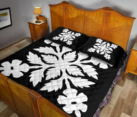 Hawaiian Quilt Bed Set Royal Pattern - Black and White - B2 Style - Wonder Print Shop