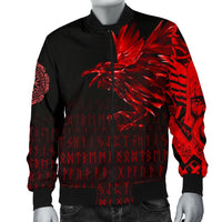 Viking Men's Bomber Jacket - The Raven Of Odin Rune, Red RLT12 - Wonder Print Shop