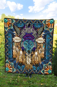 Native American Pattern Blue Mandala Premium Quilt LT10 - Wonder Print Shop