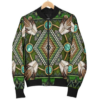 Naumaddic Arts Green Native American Bomber Jacket LT10 - Wonder Print Shop