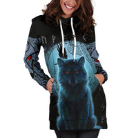 Viking Hoodie Dress, Fenrir Viking Wolf and Moon RLT12 - Wonder Print Shop