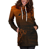 Viking Women's Hoodie Dress, Skoll and Hati Orange RLT12 - Wonder Print Shop