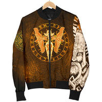 Viking Men's Bomber Jacket Gold Spear Of The God Odin - Gungnir and Two Gold Ravens RLT12 - Wonder Print Shop