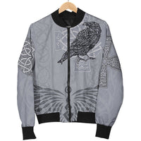 Viking Women's Bomber Jacket - Odin's Celtic Raven - Scandinavian Tattoo RLT12 - Wonder Print Shop