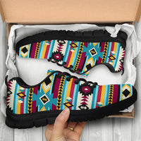 Native American Blue and Red Pattern Sneakers LT10 - Wonder Print Shop