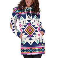 Pink Pattern Native American Hoodie Dress LT10 - Wonder Print Shop
