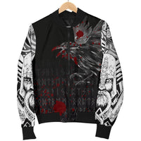 Viking Women's Bomber Jacket - The Raven Of Odin Rune Blood RLT12 - Wonder Print Shop