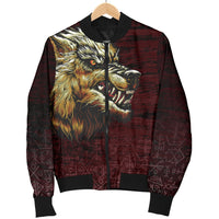 Viking Men's Bomber Jacket - Fenrir On The Blood Moon Background RLT12 - Wonder Print Shop