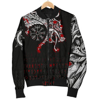 Viking Women's Bomber Jacket, Dragon and Vegvisir Blood Tattoo RLT12 - Wonder Print Shop