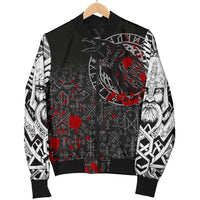 Viking Men's Bomber Jacket - Odin Raven Rune Futhark Blood RLT12 - Wonder Print Shop