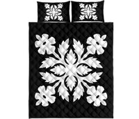 Hawaiian Quilt Bed Set Royal Pattern - Black and White - B2 Style - Wonder Print Shop