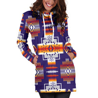 Purple Pattern Native American Hoodie Dress LT10 - Wonder Print Shop