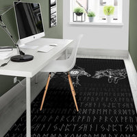 Viking Area Rug Raven and Wolf Special Tattoo RLT12 - Wonder Print Shop