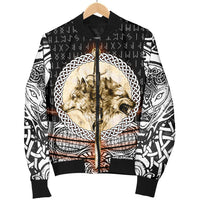 Viking Men's Bomber Jacket - Wolf and Vikings Tattoo 3D RLT12 - Wonder Print Shop