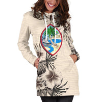 Guam Hoodie Dress - Guam Coat of Arms and Beige Hibiscus - Wonder Print Shop