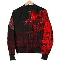 Viking Men's Bomber Jacket - The Raven Of Odin Rune, Red RLT12 - Wonder Print Shop