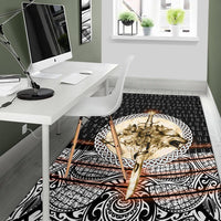 Viking Area Rug Wolf and Vikings Tattoo 3D RLT12 - Wonder Print Shop