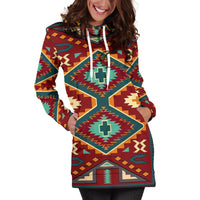 Tribe Ethnic Red Pattern Native American Hoodie Dress LT10 - Wonder Print Shop