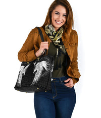 Viking Small Leather Tote Mystical Raven Tattoo Special RLT12 - Wonder Print Shop