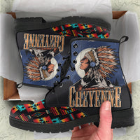 chief-black-native-tribes-pattern-native-american-leather-boot