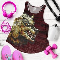 Viking Women's Racerback Tank - Fenrir On The Blood Moon Background RLT12 - Wonder Print Shop