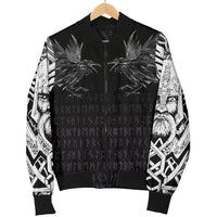 Viking Women's Bomber Jacket - Odin Huginn and Muninn Rune RLT12 - Wonder Print Shop