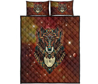 Brown Galaxy Wolf Native American Quilt Bed Set LT10 - Wonder Print Shop