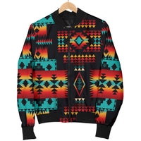 Navy Native Tribes Pattern Native American Bomber Jacket LT10 - Wonder Print Shop