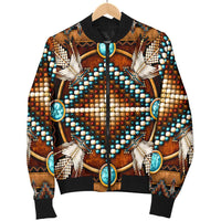 Naumaddic Arts Brown Native American Bomber Jacket LT10 - Wonder Print Shop