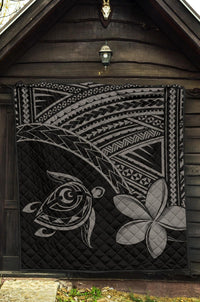 Hawaiian Quilt Hawaii Turtle Plumeria Quilt Grey - Wonder Print Shop