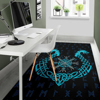 Viking Area Rug, Aegishjalmur Helm Of Awe Blue Edition RLT12 - Wonder Print Shop