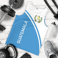 Men's Guatemala tank top, blue graphic panel with laurel crest on white back