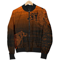 Viking Women's Bomber Jacket, Skoll and Hati Orange RLT12 - Wonder Print Shop