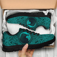 Viking Sneakers, Ethnic Odin Raven Cyan RLT12 - Wonder Print Shop