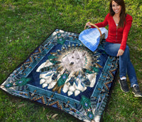 Native American Pattern Blue Mandala Wolf Premium Quilt LT10 - Wonder Print Shop