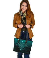 Viking Small Leather Tote Bag, Skoll and Hati RLT12 - Wonder Print Shop