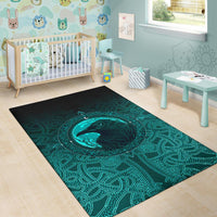 Viking Area Rug, Ethnic Odin Raven Cyan RLT12 - Wonder Print Shop