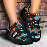 native-american-light-neon-blue-pattern-chunky-sneakers-new