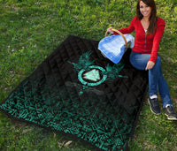 Viking Premium Quilt Three Raven and Valknut Cyan RLT12 - Wonder Print Shop