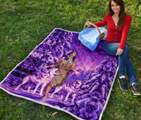 Native American Girl and Wolf Purple Premium Quilt LT10 - Wonder Print Shop