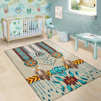 Turquoise Blue Pattern Breastplate Native American Area Rug GB NAT00069 RUG01 LT10 - Wonder Print Shop