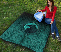 Viking Premium Quilt, Ethnic Odin Raven Cyan RLT12 - Wonder Print Shop