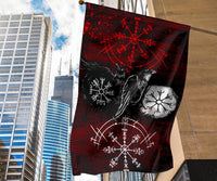 Viking Garden Flag Raven Of Odin and Symbol Viking On Blood Background RLT12 - Wonder Print Shop
