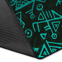 Viking Area Rug Three Raven and Valknut Cyan RLT12 - Wonder Print Shop