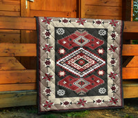 Ethnic Red Gray Pattern Native American Premium Quilt LT10 - Wonder Print Shop