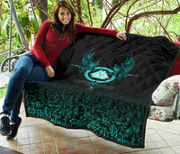 Viking Premium Quilt Three Raven and Valknut Cyan RLT12 - Wonder Print Shop