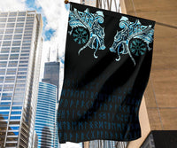 Viking Flag, Fenrir Raven and Vegvisir Tattoo Cyan RLT12 - Wonder Print Shop