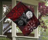 Viking Garden Flag Raven Of Odin and Symbol Viking On Blood Background RLT12 - Wonder Print Shop