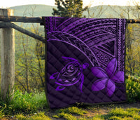 Hawaiian Quilt Hawaii Turtle Plumeria Quilt Purple - Wonder Print Shop