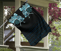 Viking Flag, Fenrir Raven and Vegvisir Tattoo Cyan RLT12 - Wonder Print Shop